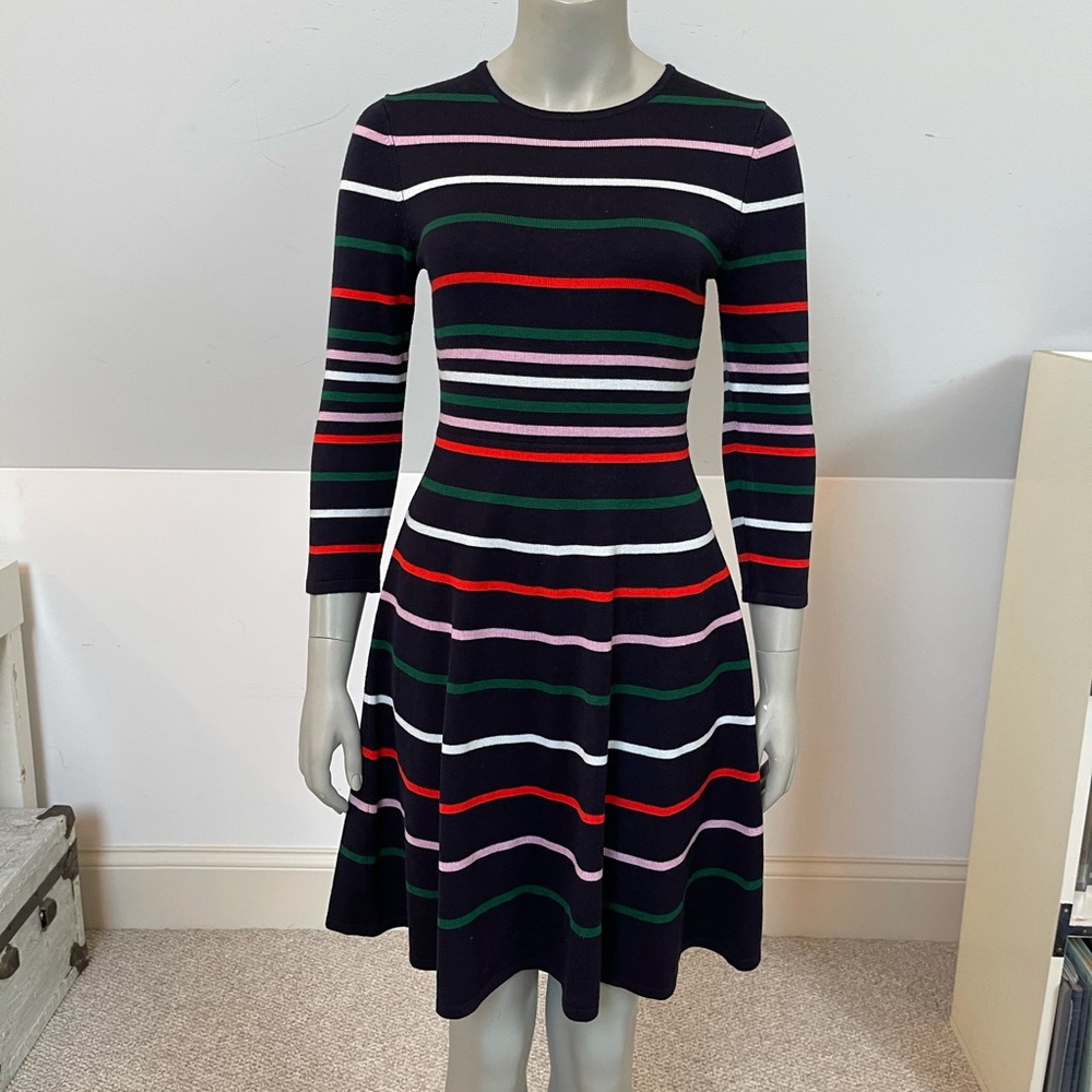 Striped skater sweater dress.